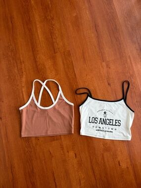 Rusty Rose Cropped Tank + White 'Los Angeles' Cropped Tank